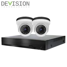 Devision / HDCVI DVR Kit / 4 Channels / 5MN XVR / 1TB HDD / 2 x 2MP Eyeball Cameras w/ 4mm Lens / DVA-XD2504-2241