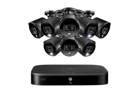 Lorex 4K 8-channel 2TB Wired DVR System with 8 Black Active Deterrence Cameras